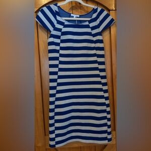 Patrizia Pepe Navy and White Striped A-Line Dress